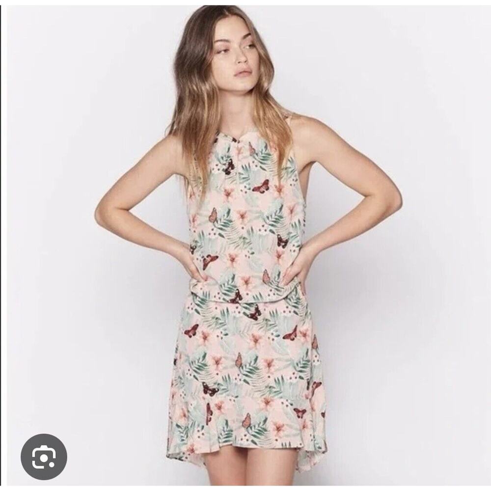 Joie Silk Dress Size XS‎ Peach Butterfly Sleeveless Spring Summer Lightweight